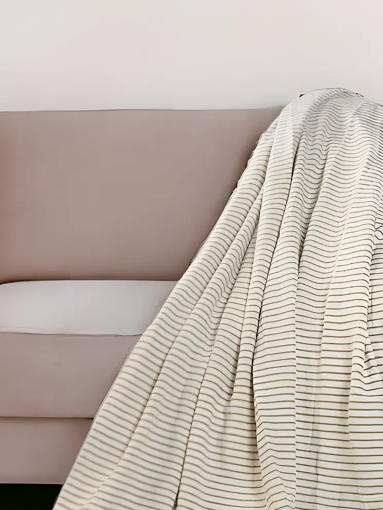 50" X 60" Gray and White Woven Cotton Striped Throw Blanket with Tassels