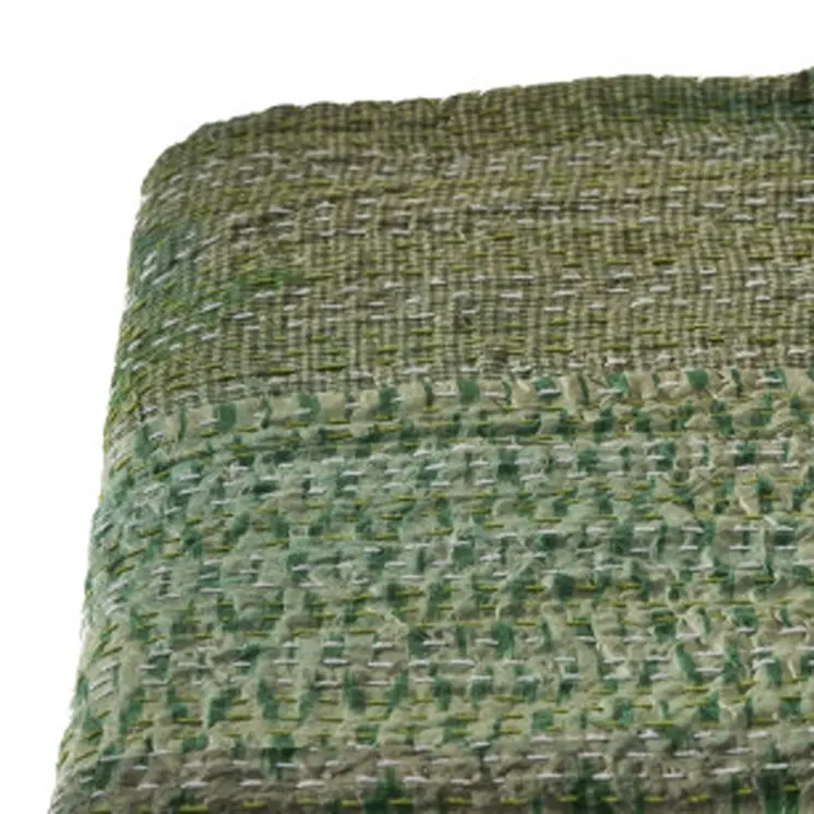 70" X 50" Green Kantha Silk Patchwork Throw Blanket with Embroidery