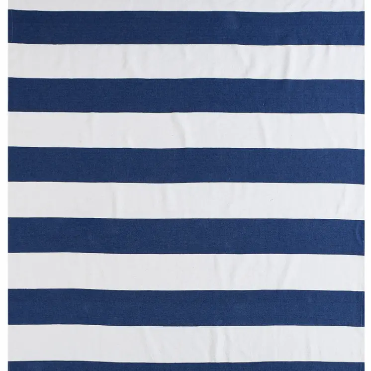 50" X 60" Blue and White Cotton Woven Striped Throw Blanket with Tassels
