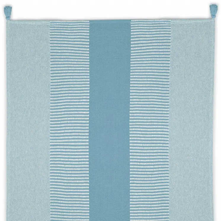 50" X 60" Blue Woven Cotton Striped Throw Blanket with Tassels