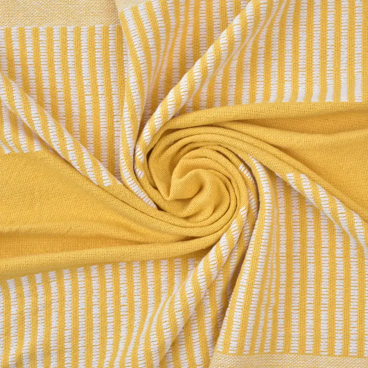50" X 60" Yellow Woven Cotton Striped Throw Blanket with Tassels