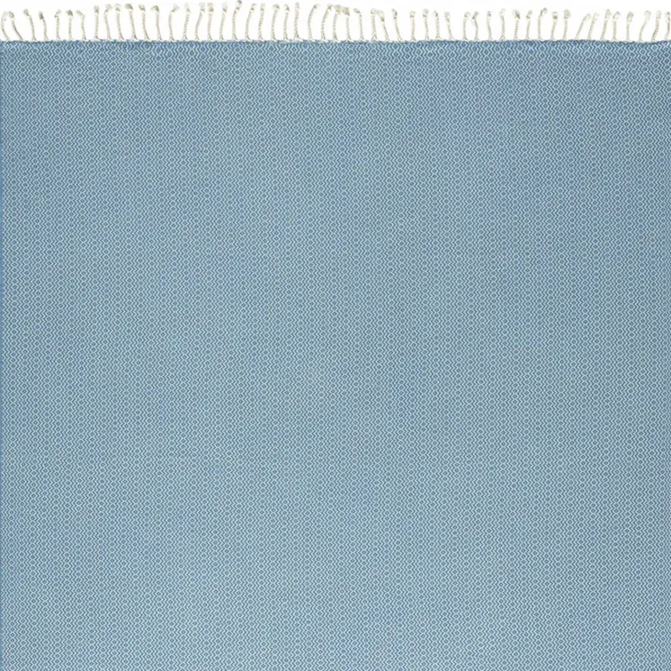 50" X 60" Blue and White Woven Cotton Geometric Throw Blanket with Fringe