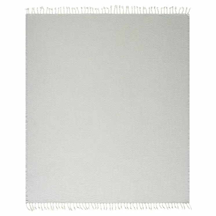 50" X 60" Gray Woven Cotton Geometric Throw Blanket with Fringe