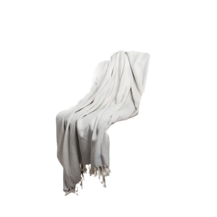 50" X 60" Gray Woven Cotton Geometric Throw Blanket with Fringe