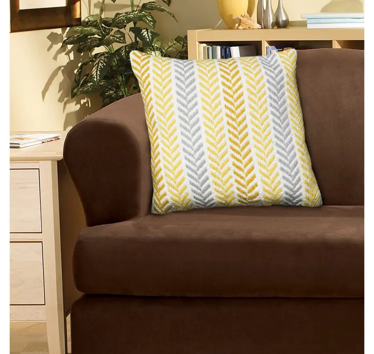 18" Yellow and White Throw Pillow