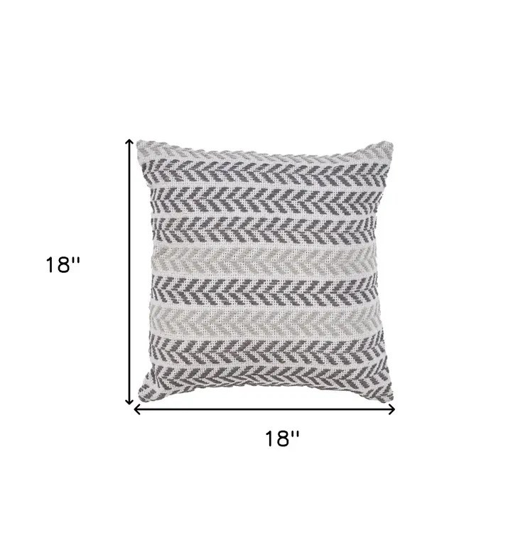 18" Gray and White Throw Pillow