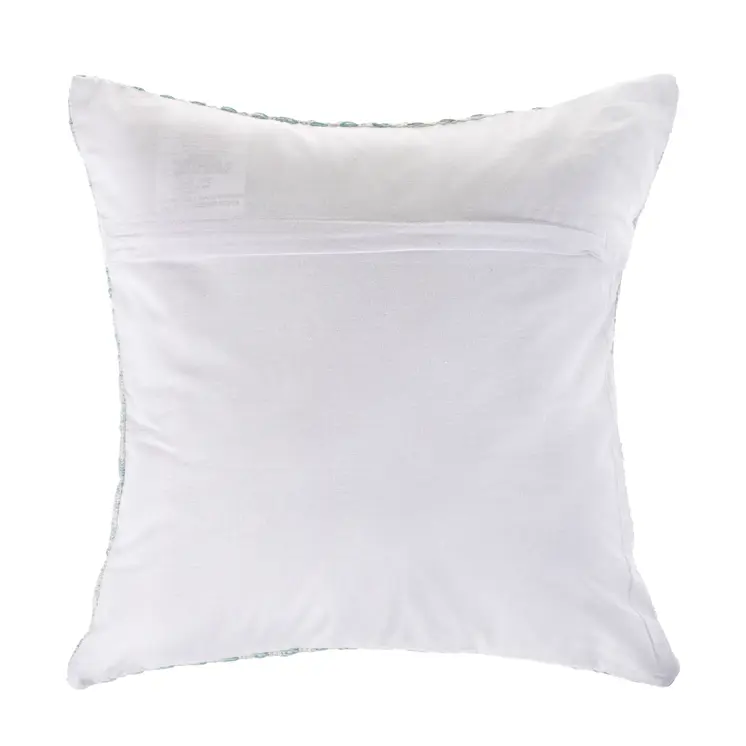 18" Light Blue And White Chevron Cotton Throw Pillow