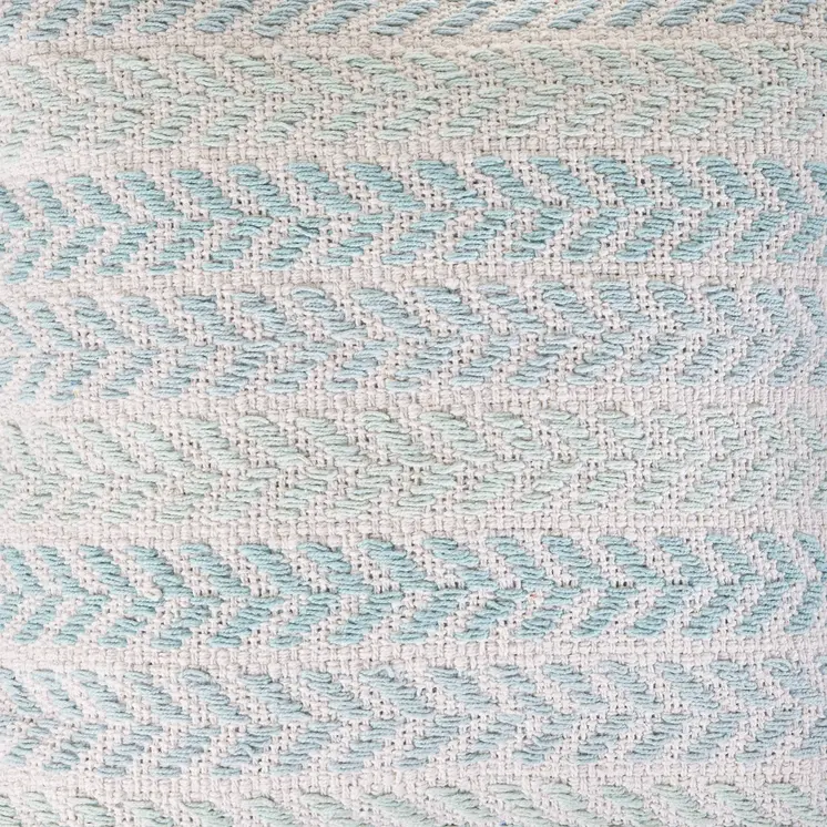 18" Light Blue And White Chevron Cotton Throw Pillow