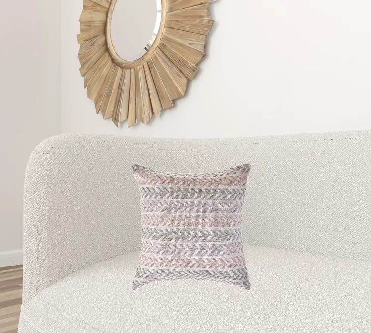 18" Purple and White Throw Pillow