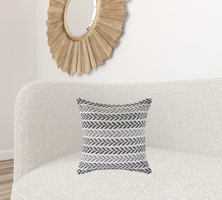 18" Black Gray and White Throw Pillow