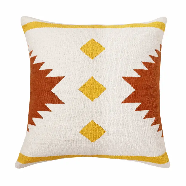 20" Yellow and White Throw Pillow