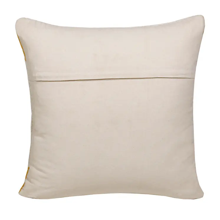 20" X 20" White Yellow And Red Orange 100% Cotton Geometric Zippered Pillow