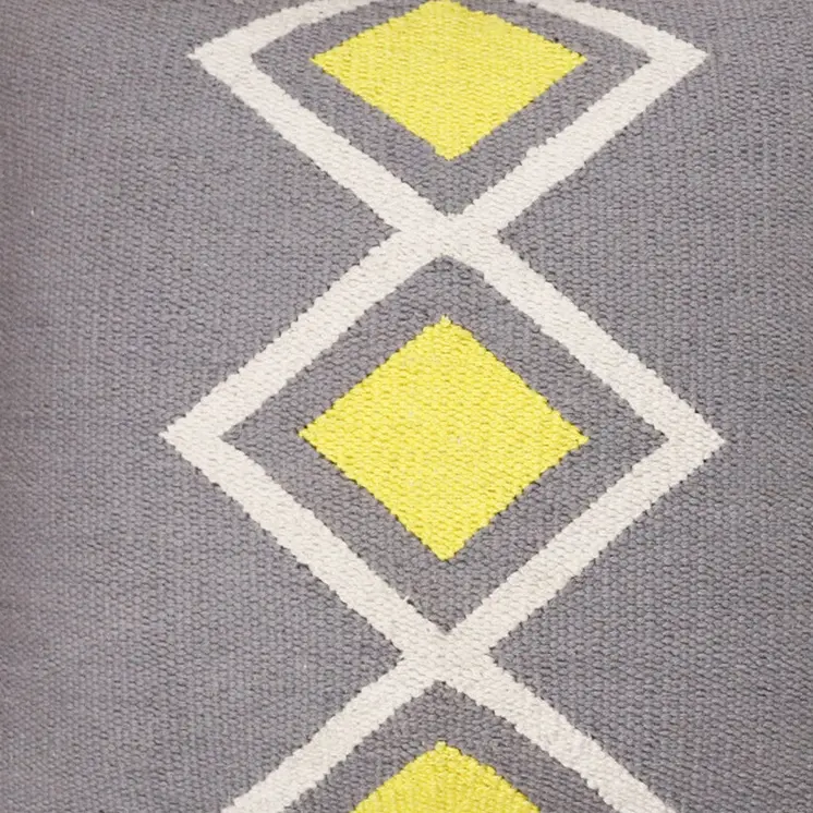 20" X 20" Gray White And Yellow 100% Cotton Geometric Zippered Pillow