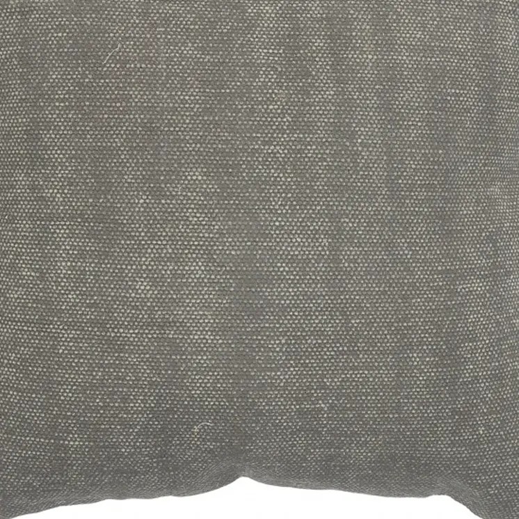 20" Gray And Ivory Cotton Color Block Throw Pillow with Fringe