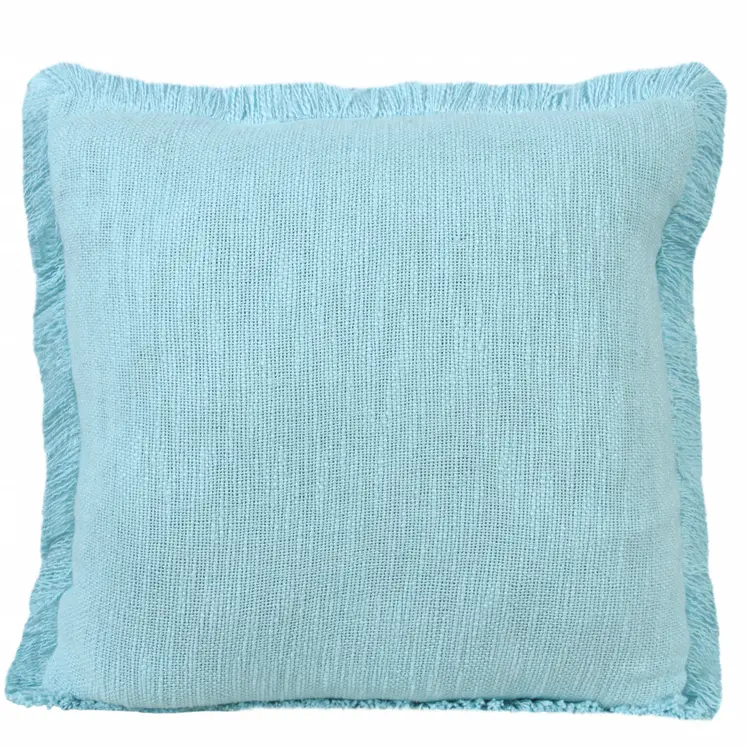 20" X 20" Bright Blue 100% Cotton Zippered Pillow