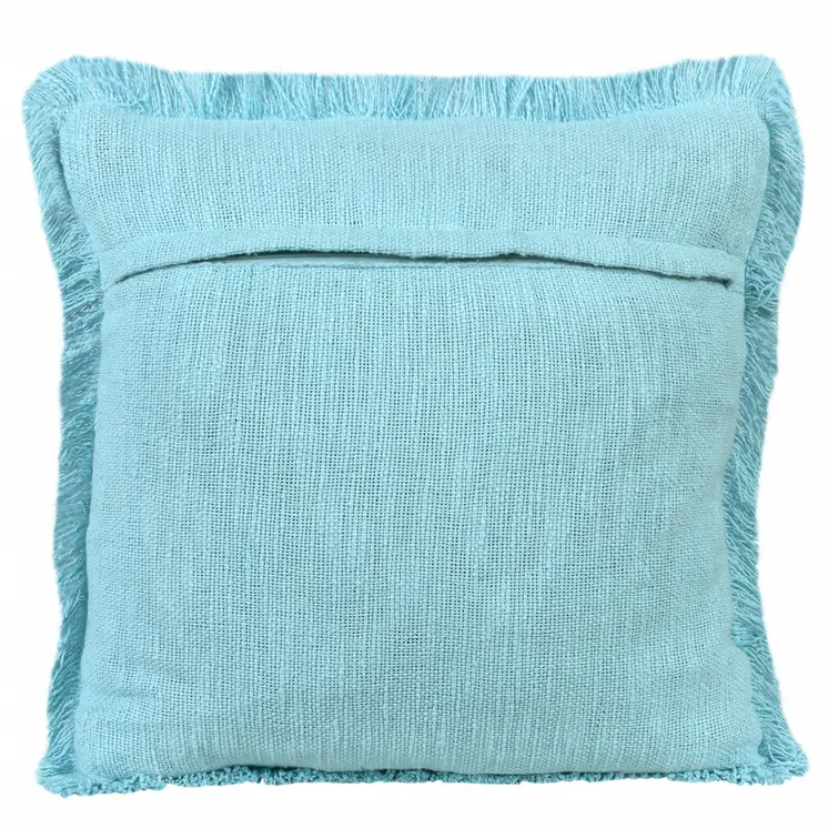20" X 20" Bright Blue 100% Cotton Zippered Pillow