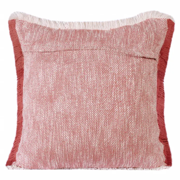 20" X 20" Auburn Red And White 100% Cotton Geometric Zippered Pillow