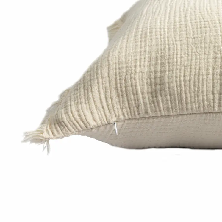 20" X 20" Cream And Beige 100% Cotton Zippered Pillow