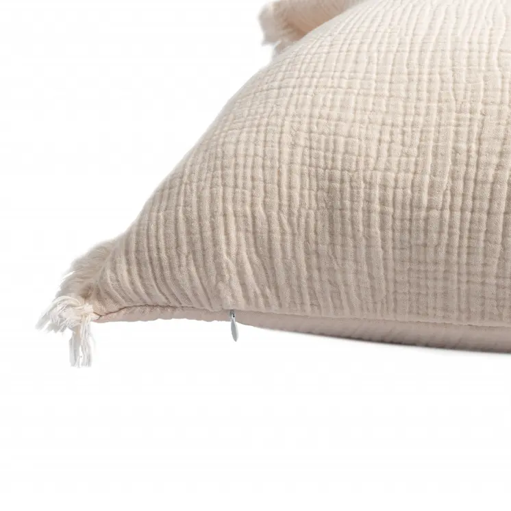 20" X 20" Peach And Cream 100% Cotton Zippered Pillow