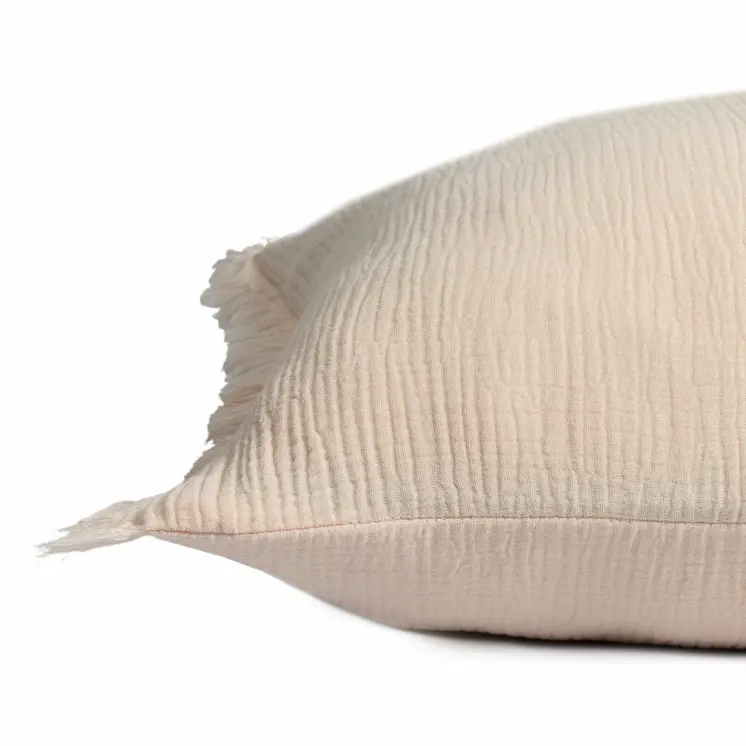 20" X 20" Peach And Cream 100% Cotton Zippered Pillow