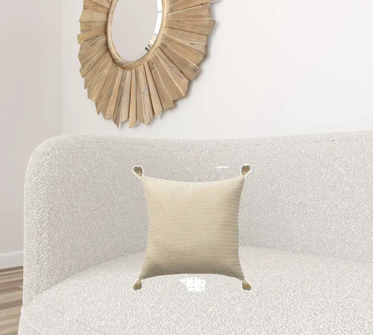 18" Beige Throw Pillow