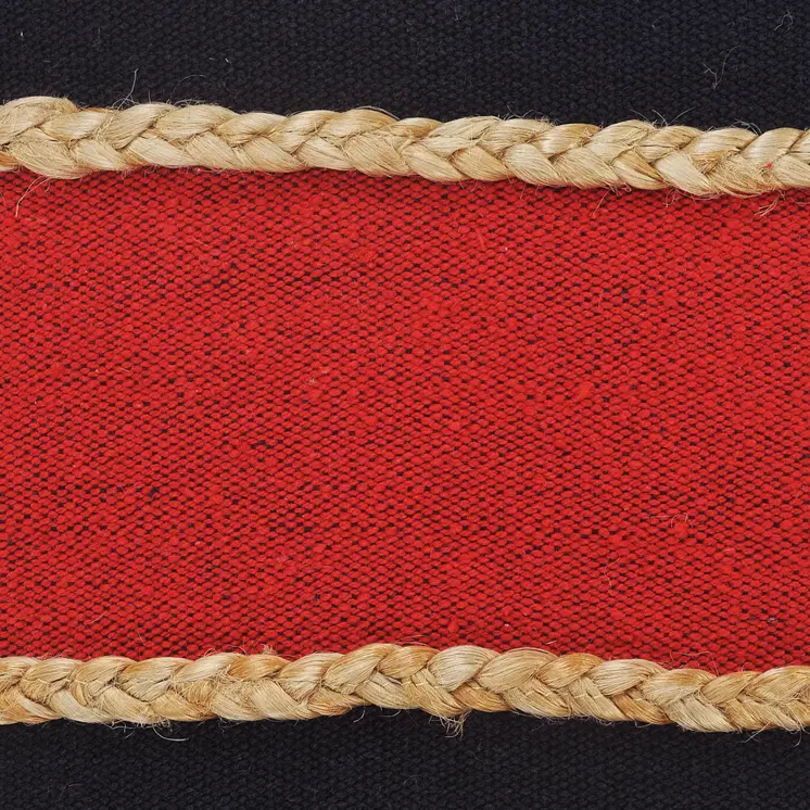 20" X 20" Navy Red And Tan 100% Cotton Striped Zippered Pillow