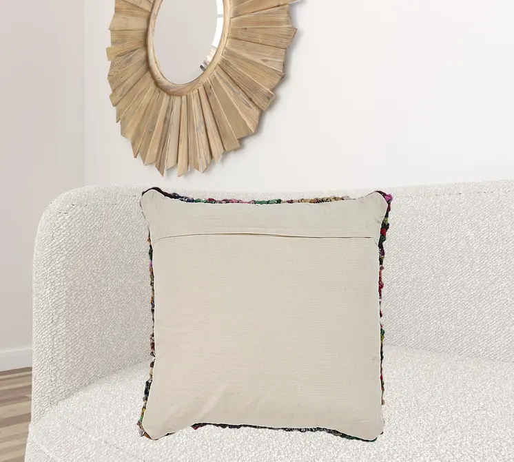 26" X 26" Red Green Blue Yellow Orange And Pink Natural Striped Zippered Pillow