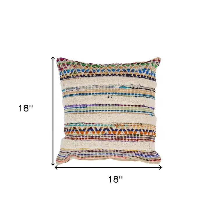 18" Blue and Red Throw Pillow
