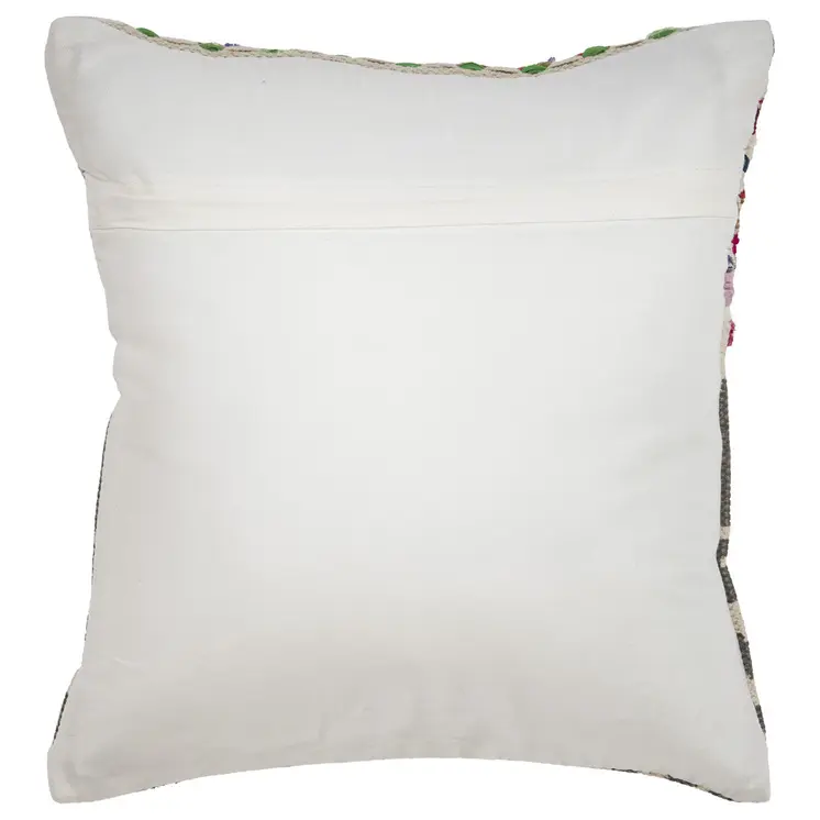 18" Blue and Beige Throw Pillow