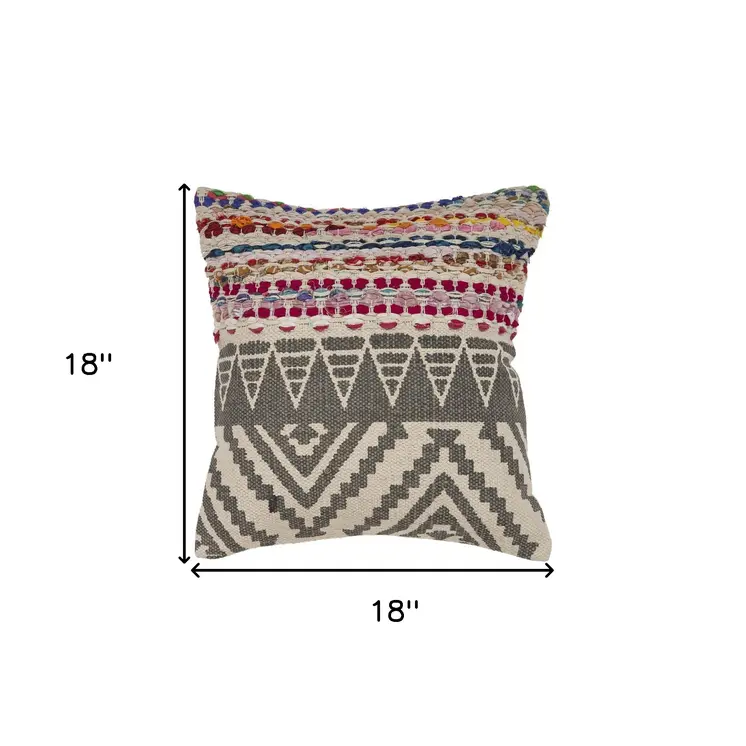 18" Blue and Beige Throw Pillow