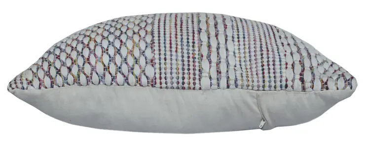 20" X 20" Ivory Red Green Blue Yellow And Orange 100% Cotton Geometric Zippered Pillow