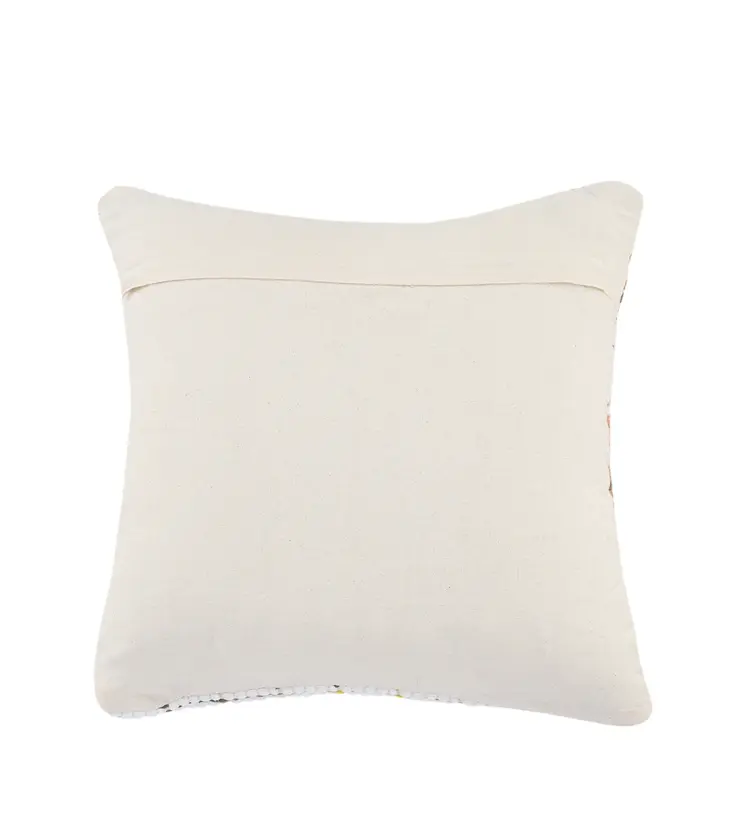 20" X 20" White Red Green Blue Yellow And Orange 100% Cotton Geometric Zippered Pillow