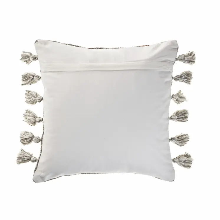20" X 20" Gray And Light Red Polyester Striped Zippered Pillow