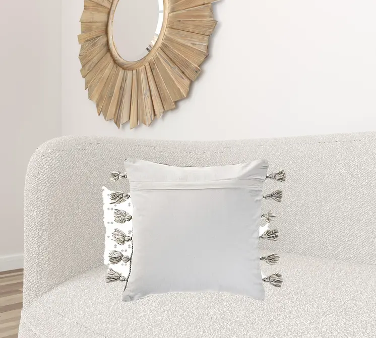 20" X 20" Gray And Light Red Polyester Striped Zippered Pillow