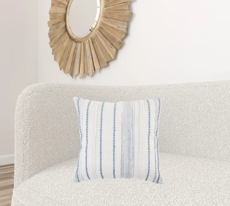 20" Blue and White Throw Pillow