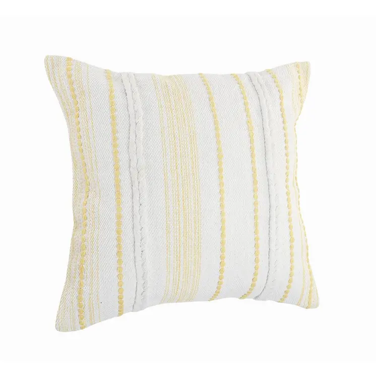 20" Yellow and White Throw Pillow