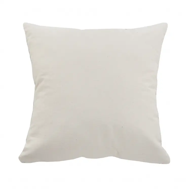 20" X 20" White Blue Gray And Tan 100% Cotton Striped Zippered Pillow