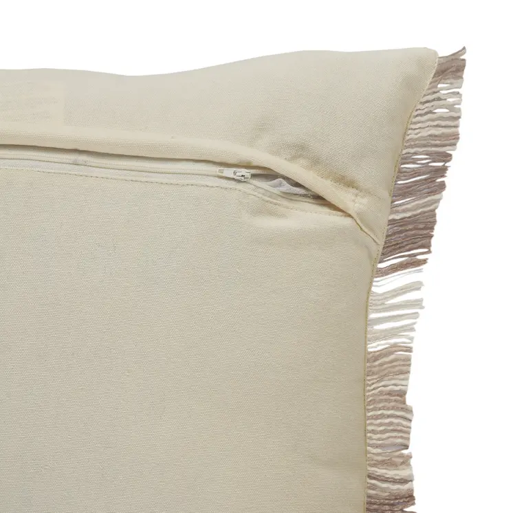 20" X 20" Cream Tan And Beige 100% Cotton Striped Zippered Pillow