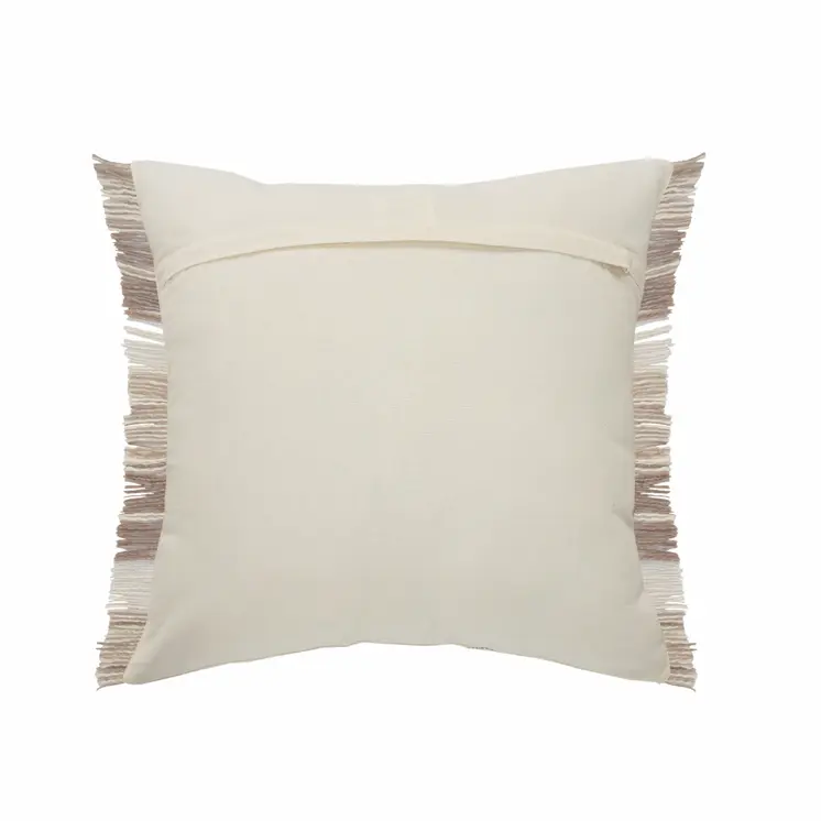 20" X 20" Cream Tan And Beige 100% Cotton Striped Zippered Pillow
