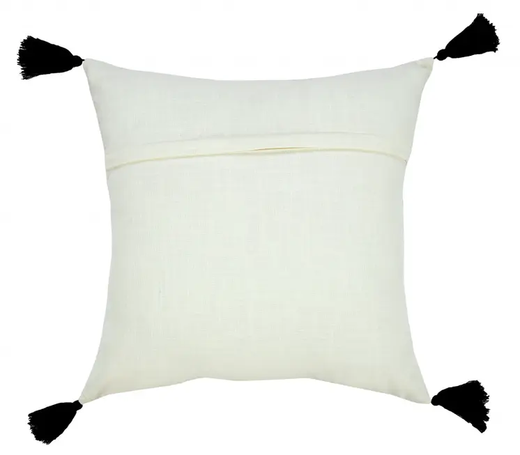 20" X 20" Off-White And Black 100% Cotton Geometric Zippered Pillow