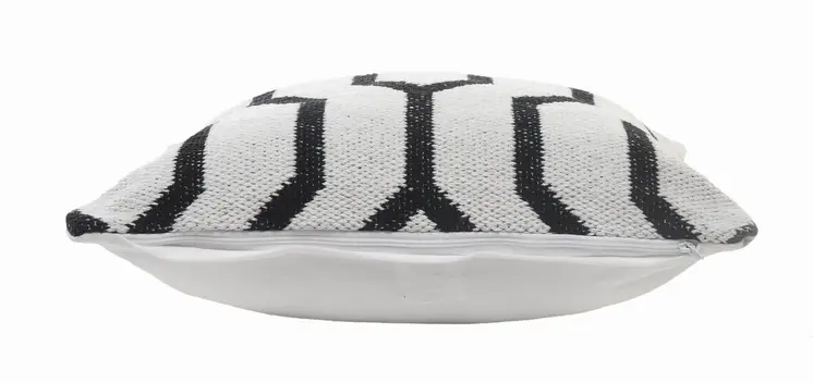 20" Black And White Cotton Geometric Throw Pillow