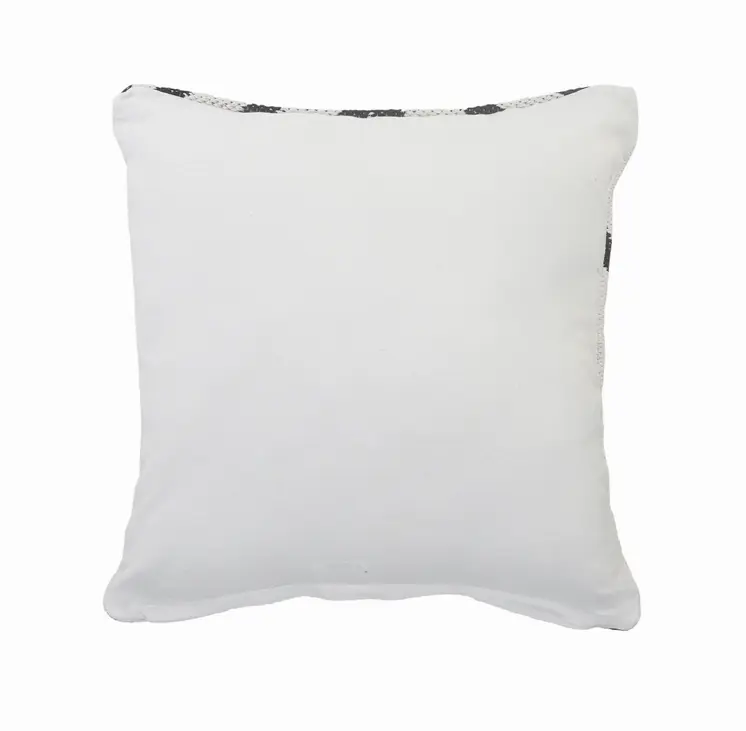 20" Black And White Cotton Geometric Throw Pillow