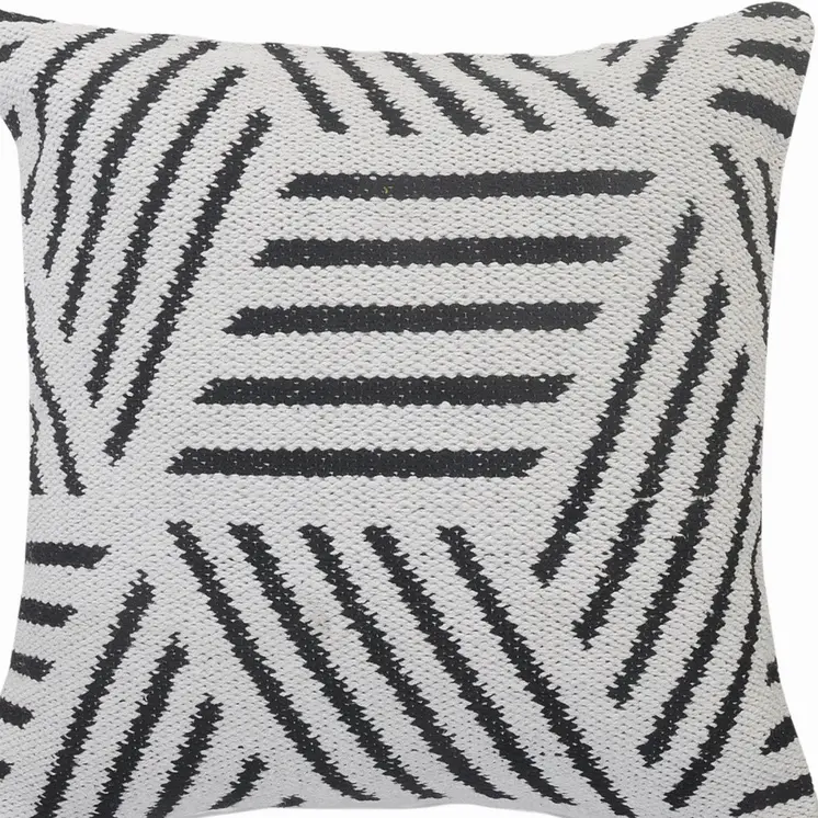 20" Black And White Cotton Geometric Throw Pillow
