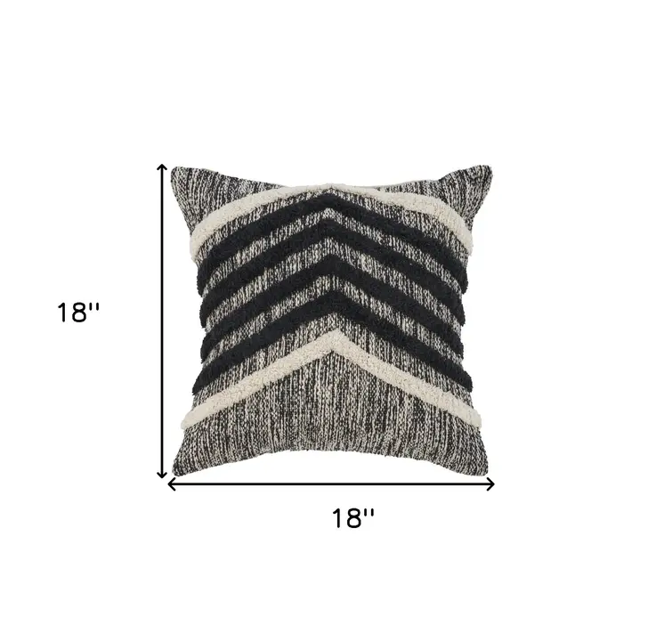 18" Black and Off White Throw Pillow