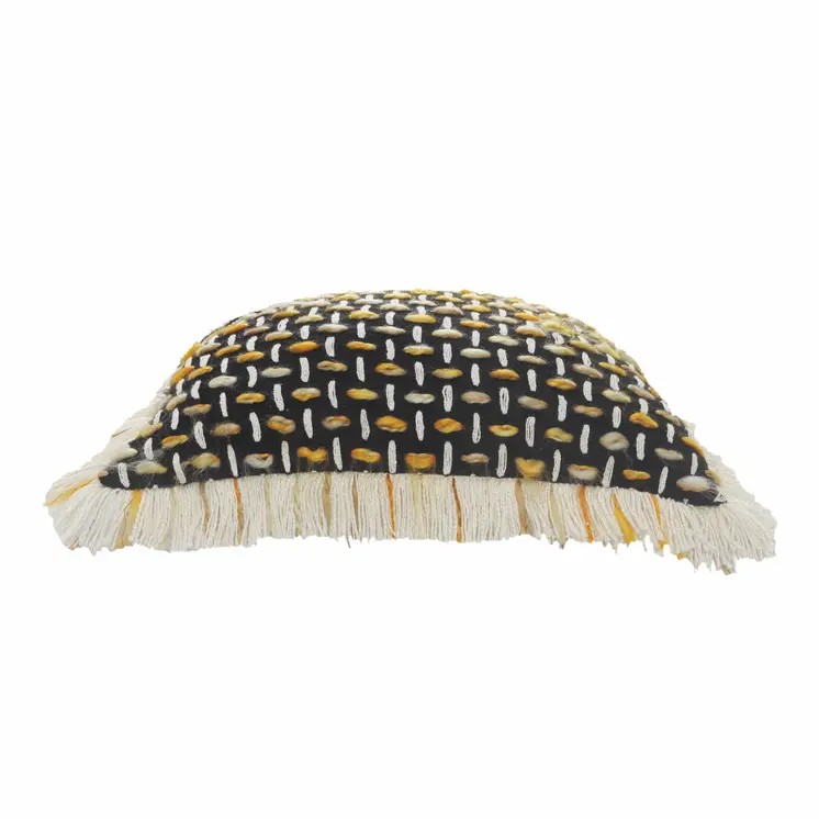 20" X 20" Black Gold And White Polyester And Cotton Blend Geometric Zippered Pillow