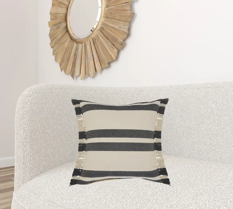 20" Gray and White Throw Pillow