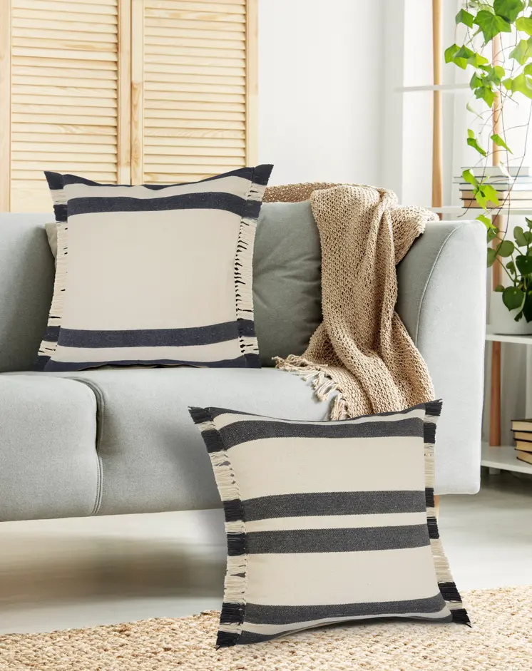 20" Gray and White Throw Pillow