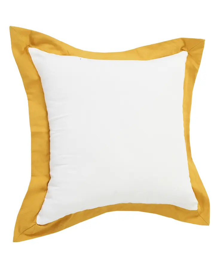 20" X 20" White And Golden Yellow 100% Cotton Geometric Zippered Pillow