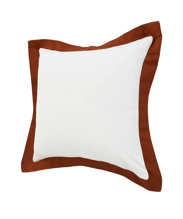 20" X 20" White And Cinnamon 100% Cotton Geometric Zippered Pillow