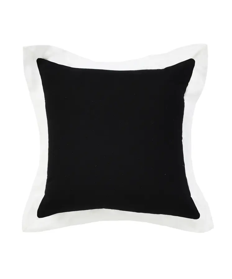 20" Black And White Cotton Geometric Throw Pillow